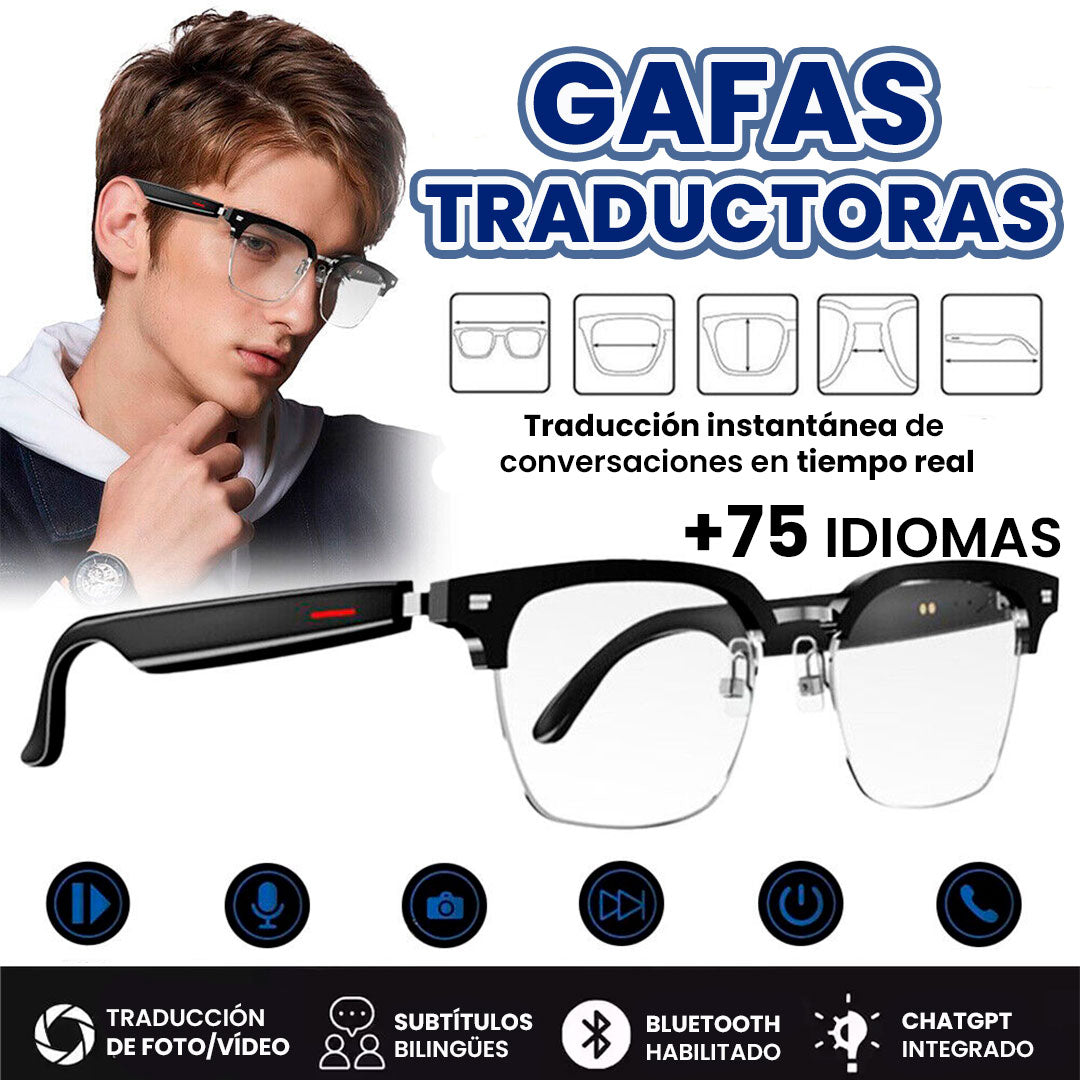 Gafas de traducción inalámbricas con Bluetooth y IA🌍